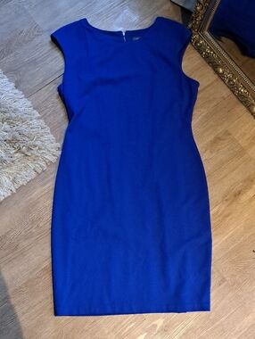 Vince Camuto Royal Blue Cap-Sleeve Midi Sheath Dress